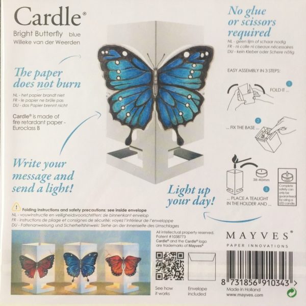 CARDLE Candle Holder Greeting Card Butterfly Red - Image 6