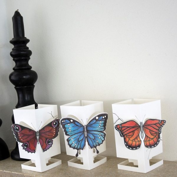CARDLE Candle Holder Greeting Card Butterfly Red - Image 3