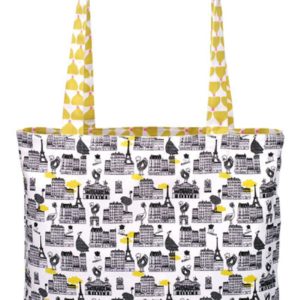 Reversible tote bag ''All Over Paris/Chic Ocre"