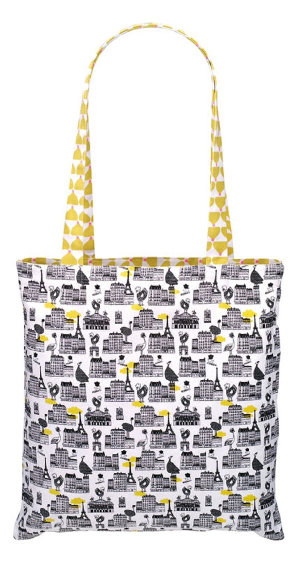 Reversible tote bag ''All Over Paris/Chic Ocre"