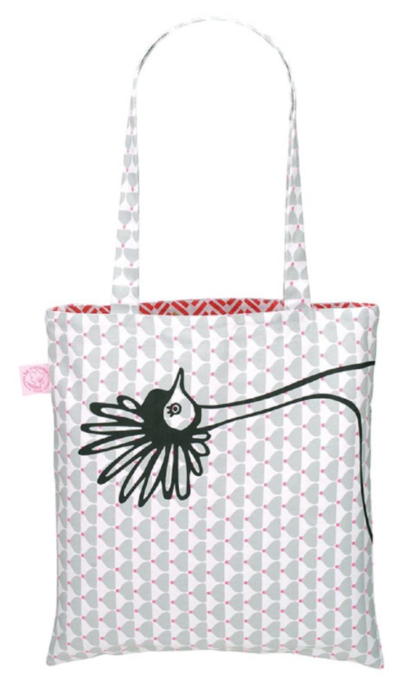 Reversible tote bag ''Chic Gris Kokette/Chevron Rouge"