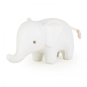 zuny-classic-elephant-bookend-white
