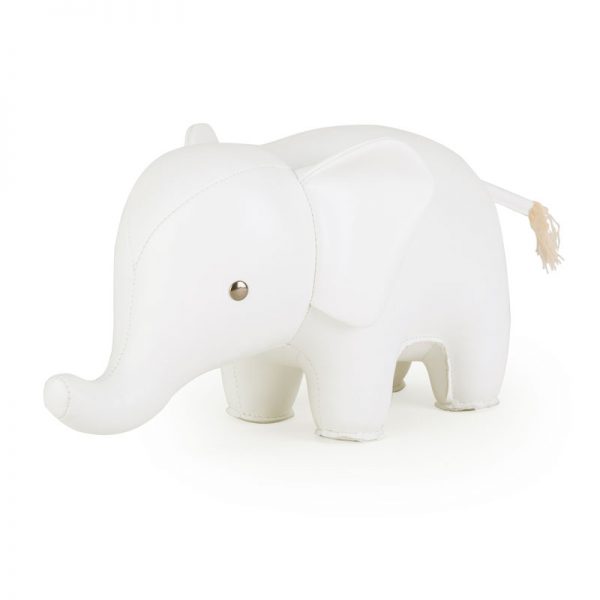 zuny-classic-elephant-bookend-white