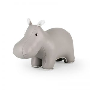 zuny-classic-hippo-bookend-grey