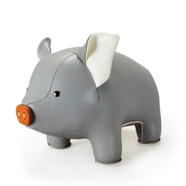 zuny-classic-pig-bookend-grey