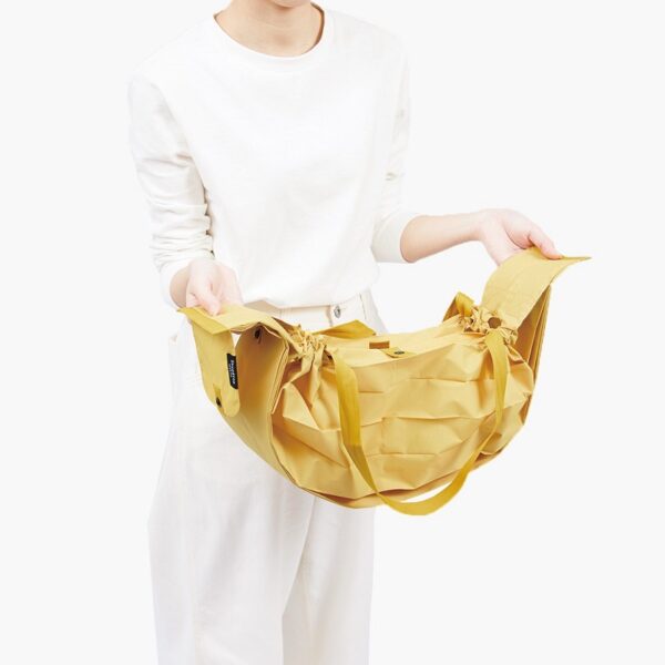Shupatto compact foldable shopping bag size L - Mustard (Karashi) - Image 5