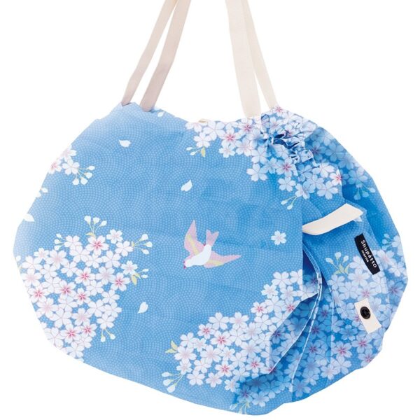 Shupatto compact foldable shopping bag M - Hana Ni Tori - Image 2