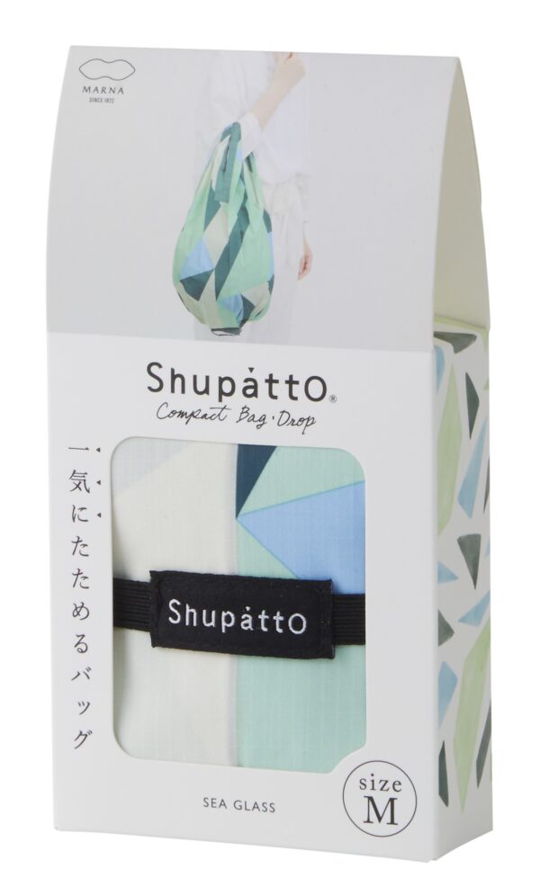 Shupatto compact foldable shopping bag DROP M - Sea Glass - Image 9